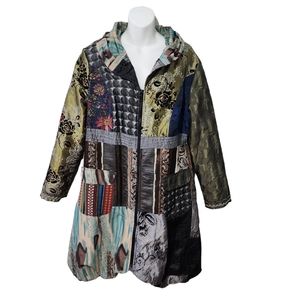 WOMENS patchwork pattern vintage jacket with fleece inside large